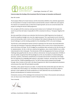EASSH letter to President Juncker