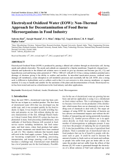 Electrolyzed Oxidized Water (EOW): Non