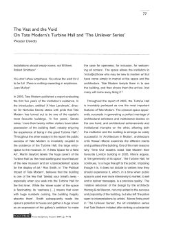 The Vast and the Void On Tate Modern`s Turbine Hall and