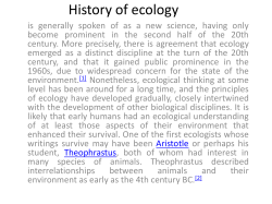 History of Ecology - Institute of Natural and Management Sciences