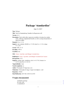 Package `standardize`