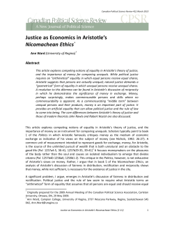 Justice as Economics in Aristotle`s Nicomachean Ethics*