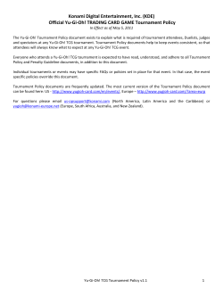 Yu-Gi-Oh! Tournament Policy v 1.1 - YuGiOh