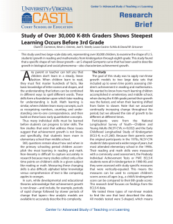Study of Over 30,000 K-8th Graders Shows Steepest Learning