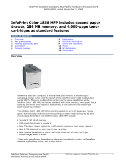 InfoPrint Color 1836 MFP includes second paper drawer, 256 MB