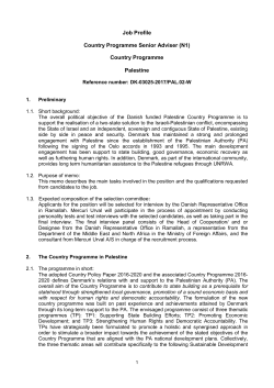 Job Profile Country Programme Senior Adviser (N1