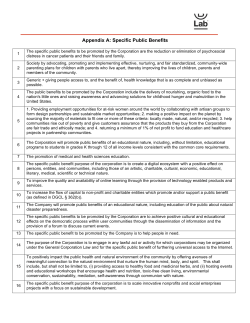 Specific Public Benefit Examples