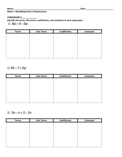 Identifying Parts of Expressions HW