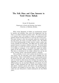 The Folk Hero and Class Interests in Tamil Heroic Ballads