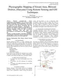 Physiographic Mapping of Siwani Area, Bhiwani District, (Haryana