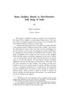 Some Goddess Rituals in Non-Narrative Folk Song of India