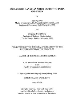 ANALYSIS OF CANADIAN WOOD EXPORT TO INDIA AND CHINA