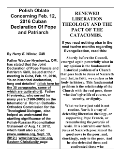 Polish Oblate Concerning Feb. 12, 2016 Cuban Declaration Of Pope
