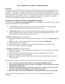 The Conclusion: Your Paper`s Final Impression
