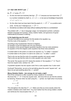 2.9 SQUARE ROOT and