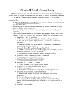 12th Grade AP English &ndash; Summer Reading