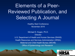 Elements of a Peer-Reviewed Publication, and Selecting A Journal