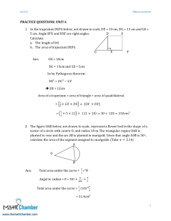 UNIT 6 1. In the trapezium DEFG below, not drawn to scale, DE = 10