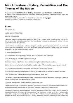 Irish Literature - History, Colonialism and The Themes of The Nation