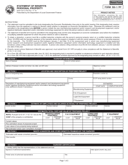 STATEMENT OF BENEFITS PERSONAL PROPERTY