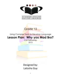 Lesson Plan: Why you Mad Bro?