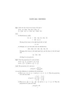 MATH 2030: MIDTERM Q.1. Solve for the vector w in terms of u and