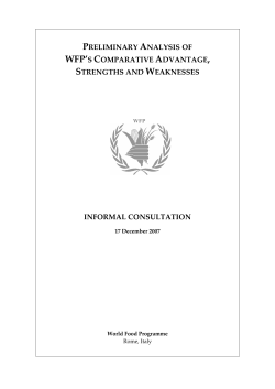 preliminary analysis of wfp`s comparative advantage, strengths and