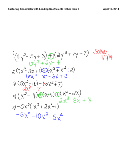 4-10 Factoring Trinomials with Leading Coefficients Other than 1