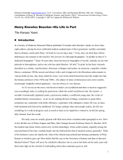 Henry Knowles Beecher--His Life in Part The Kansas