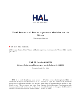 Henri Tomasi and Radio: a protean Musician on the Waves - Hal-SHS