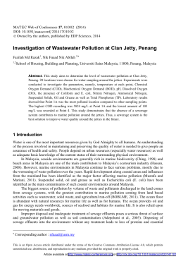 Investigation of Wastewater Pollution at Clan Jetty, Penang