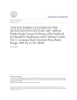 THE SOUTHERN COLONIES IN THE SEVENTEENTH CENTURY