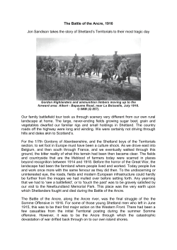 The Battle of the Ancre, 1916 Jon Sandison takes the story of