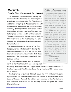 Marietta, Ohio`s First Permanent Settlement