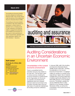 Auditing considerations in an Uncertain Economic