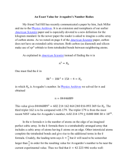 An Exact Value for Avogadro`s Number Redux My friend Ted Hill has