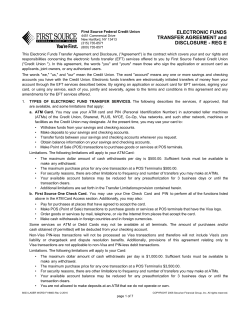 ELECTRONIC FUNDS TRANSFER AGREEMENT and DISCLOSURE