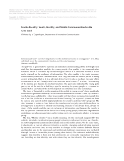 Mobile Identity: Youth, Identity, and Mobile Communication Media