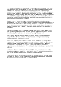 The Equestrian Federation of Australia or EFA was firstly formed on