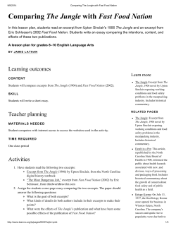 Comparing The Jungle with Fast Food Nation