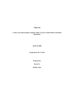 CHBE 484 A Life-Cycle and Economic Analysis: Paper
