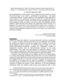 SEMI-PRESIDENTIAL INSTITUTIONAL MODELS AND