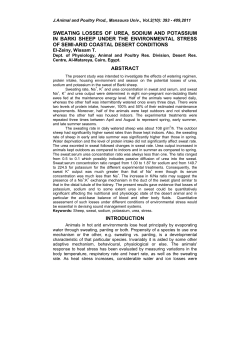 Sweating Losses of Urea, Sodium and Potassium in Barki Sheep
