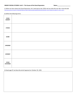 GRADE 9 SOCIAL STUDIES: Unit 3 &ndash; The Causes of the Great