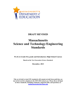 MA Science and Technology/Engineering Standards (Draft 2013)