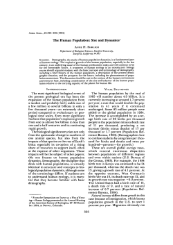 The Human Population: Size and Dynamics1