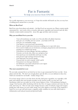 Fat is Fantastic - Recover from CFS and ME