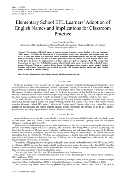 Elementary School EFL Learners‟ Adoption of English Names and
