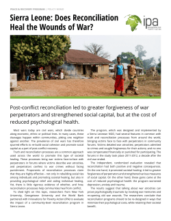 Sierra Leone: Does Reconciliation Heal the Wounds of War?