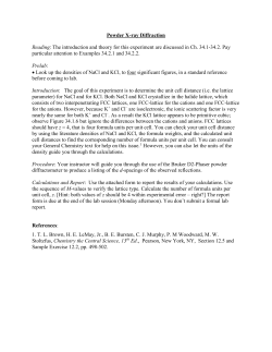 Powder X-ray Diffraction Reading: The introduction and theory for
